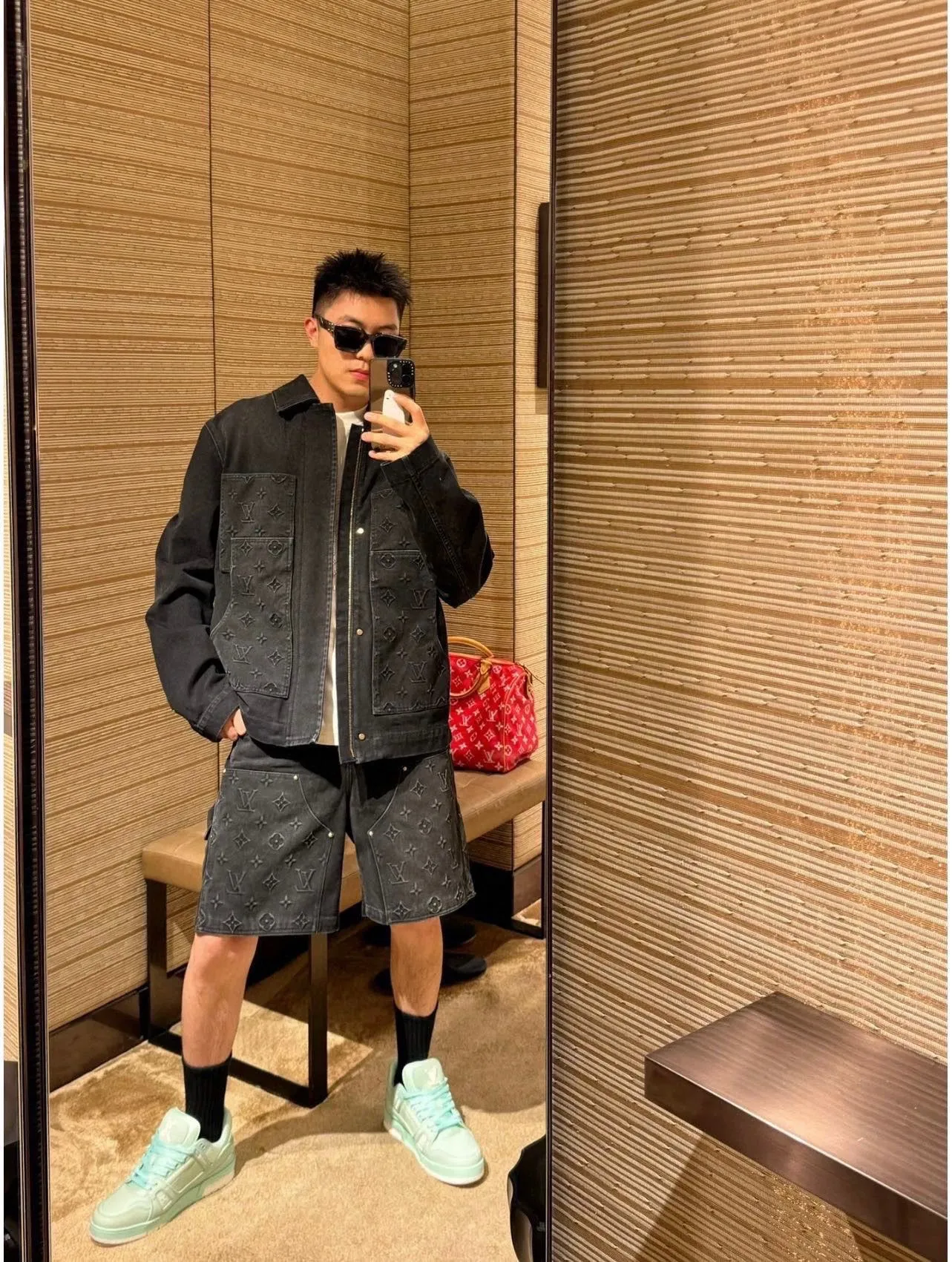 Louis Vuitton Floral Embossed Wash Denim Jacket